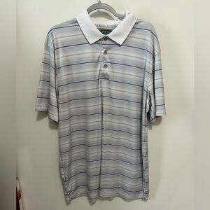 Pro Tour Cool Play Golf Polo Shirt White With Blue & Gray Stripes Men’s Size XXL